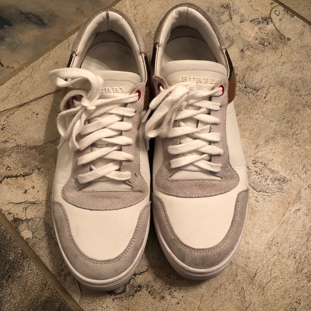 White Burberry Check Sneakers - Picture 4 of 4